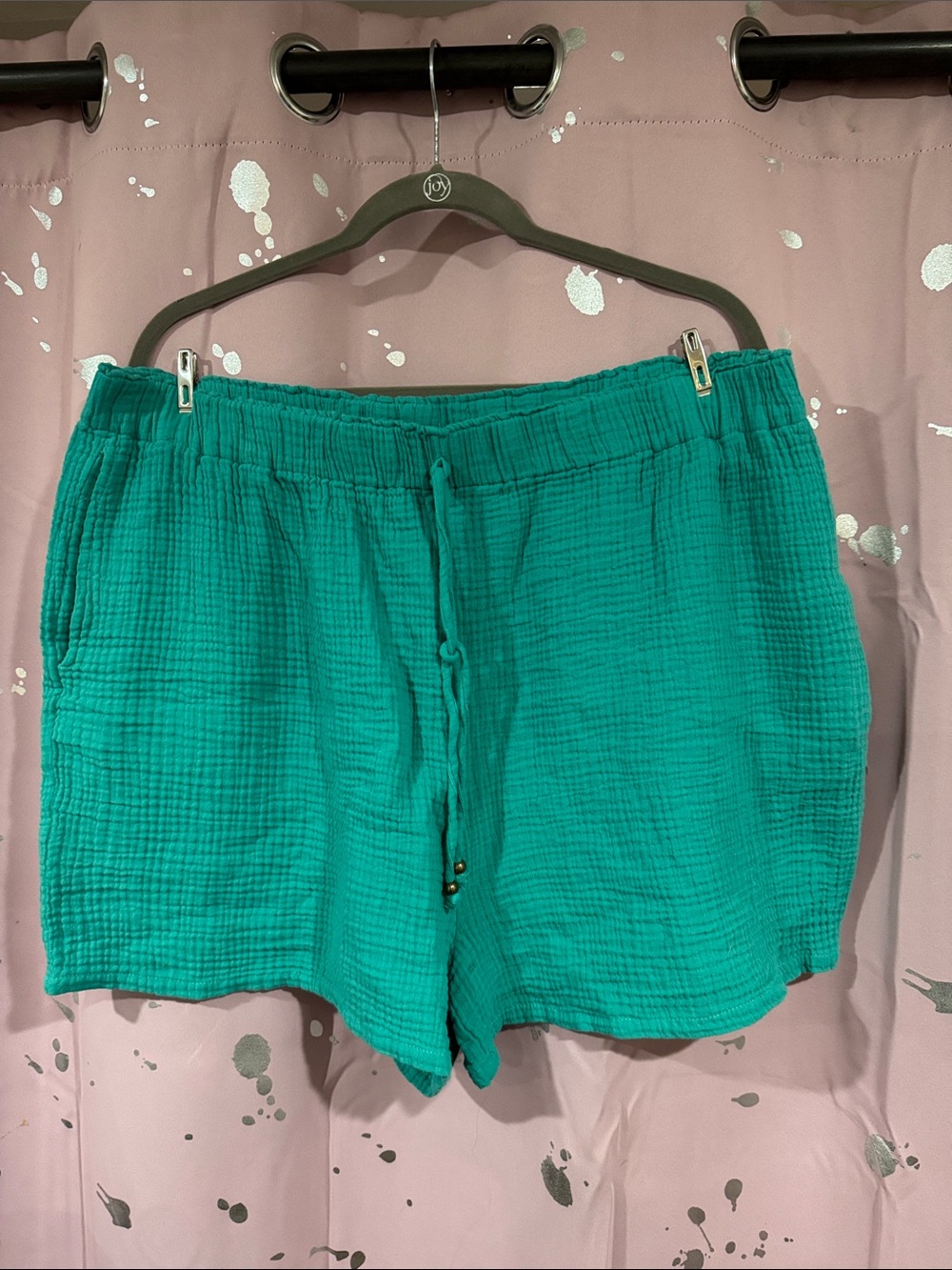 High-Waist Teal Drawstring Lounge Shorts